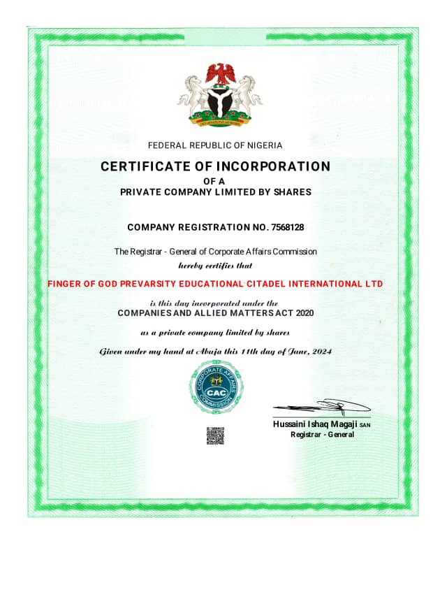 Government Registration Certificate
